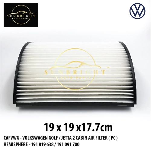 CAFVWG - VOLKSWAGEN GOLF / JETTA 2 CABIN AIR FILTER ( PC ) HEMISPHERE - 191 819 638 / 191 091 700