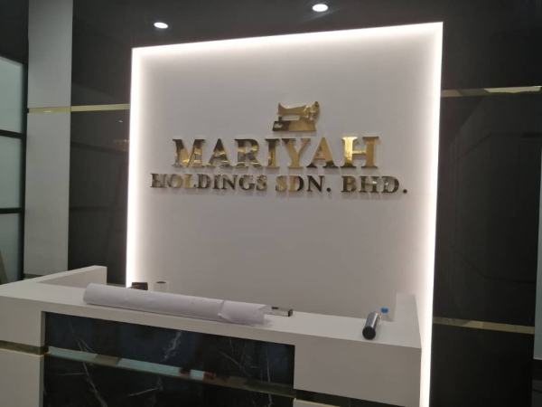 3D Lettering gold stainless steel box up Office Signage & Indoor Reception Signage Johor Bahru JB Malaysia LED Displayboard, Signboard Design | VETER SIGN SDN BHD