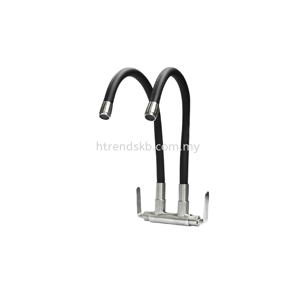 Hans Double Black Flexi Spout Wall Sink Tap HWST36388