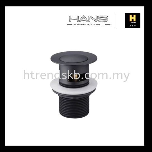 Hans Pop Out Waste With Overflow (Black) HW802BL