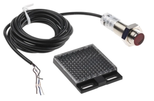  729-5110 - RS PRO Retroreflective Photoelectric Sensor Barrel Sensor, 50 mm → 7 m Detection Range