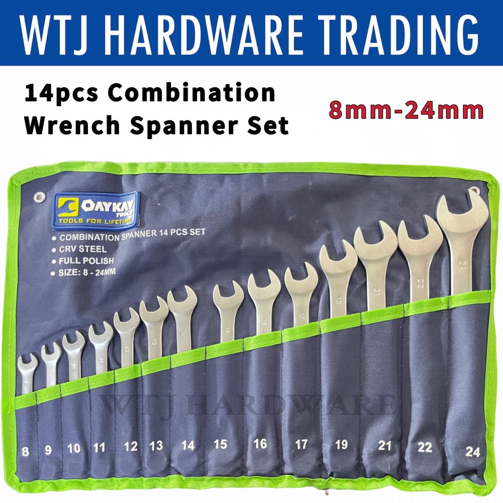 14pcs Combination Wrench Spanner Set 8-24mm