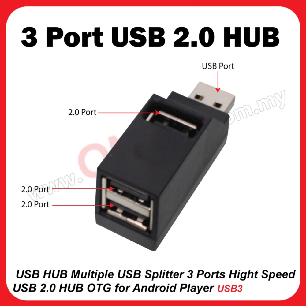 USB HUB Multiple USB Splitter 3 Ports Hight Speed USB 2.0 HUB OTG for Android Player USB3