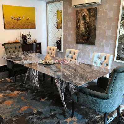 Luxury Italy Marble Dining Table | Arabescato Orobico | 8-10 Seaters