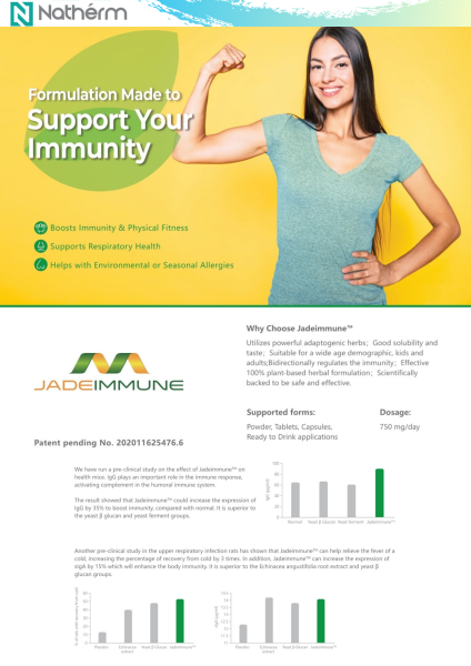 JadeImmune NUTRACEUTICAL INGREDIENTS PATENT® AND CLINICAL STUDY Malaysia, Selangor, Kuala Lumpur (KL), Semenyih Manufacturer, Supplier, Supply, Supplies | Natherm Group Sdn Bhd