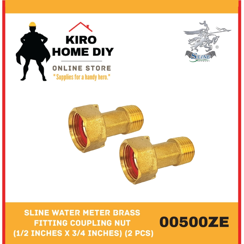 SLINE Water Meter Brass Fitting Coupling Nut (1/2 Inches x 3/4 Inches) (2 PCS) - 00500ZE