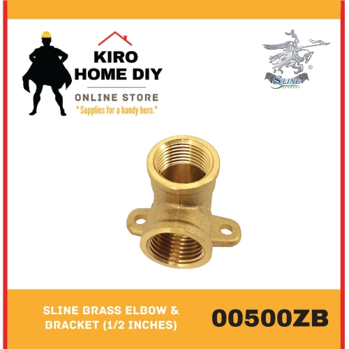 SLINE Brass Elbow with Bracket Pipe Connector (1/2 Inches) - 00500ZB