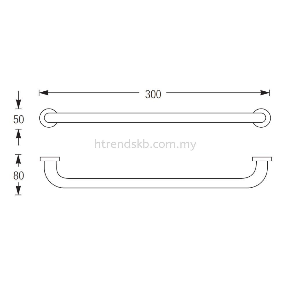 Johnson Suisse Commercial Safety Grab Bar 300mm (WBBA100129CP)