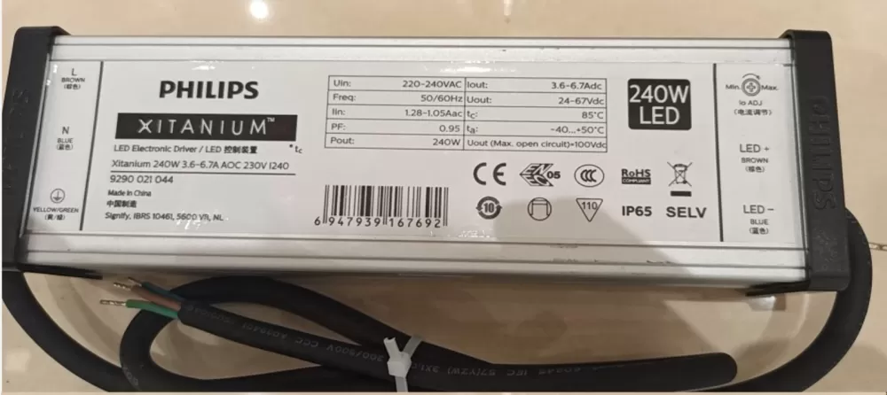 PHILIPS XITANIUM 240W 3.6-6.7A AOC 230V L240 LED ELECTRONIC BALLAST DRIVER 929002104480