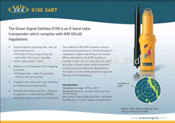 SAFE SEA SEARCH AND RESCUE TRANSPONDER SART S 100 Safety Equipment Malaysia, Perak Supplier, Suppliers, Supply, Supplies | Arus Samudera Sdn Bhd