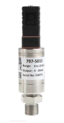  797-5015 - RS PRO Pressure Sensor for Air, Gas, Hydraulic Fluid, Liquid, Water , 25bar Max Pressure Reading Current