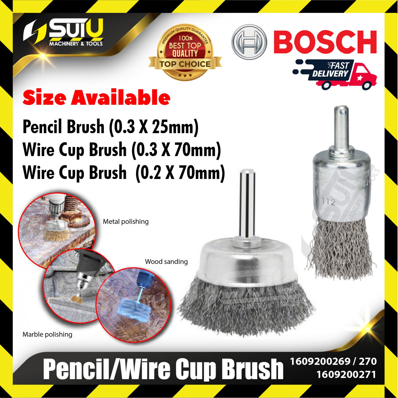 BOSCH 1609200269 270 271 Pencil Wire Cup Brush for Polishing