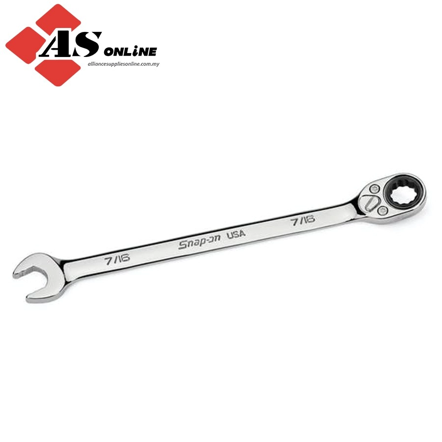 SNAP-ON 7/16" 12-Point SAE Flank Drive Plus Ratcheting Box/ Open-End Combination Wrench / Model: SOXRR14A