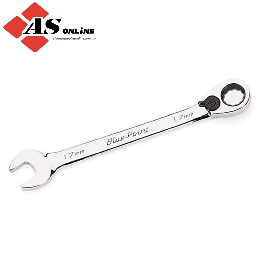 SNAP-ON 17 mm 12-Point Metric 15° Offset Ratcheting Box/ Open-End Wrench (Blue-Point) / Model: BOERM17