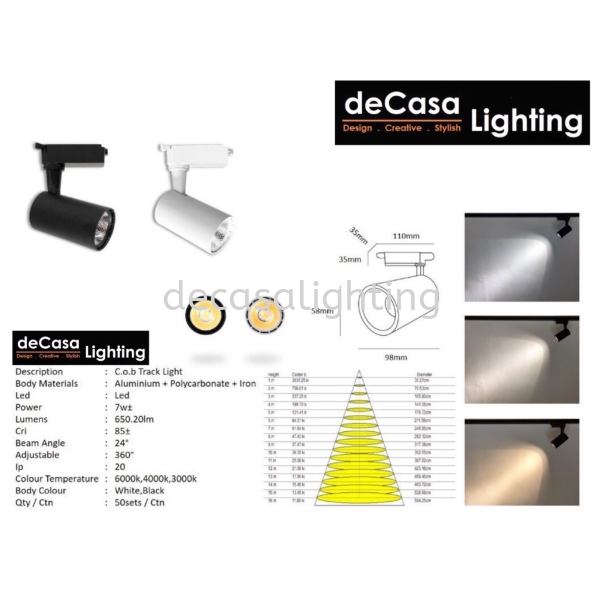 High Quality 7w Led track spotlight (1 Year warranty) 240v Track Spotlight LED TRACK SPOTLIGHT Selangor, Kuala Lumpur (KL), Puchong, Malaysia Supplier, Suppliers, Supply, Supplies | Decasa Lighting Sdn Bhd