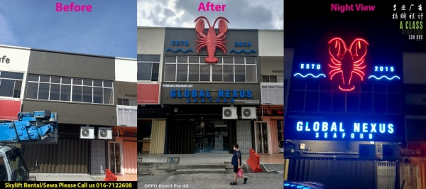 Global Nexus Seafood @ Subang Jaya 3D Box Up Lettering Seremban, Nilai, Malaysia, Negeri Sembilan Manufacturer, Supplier, Supply, Supplies | A Class Neon Sign Sdn Bhd