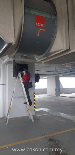 Testing presurised fan at level  6 all lobby and staircase