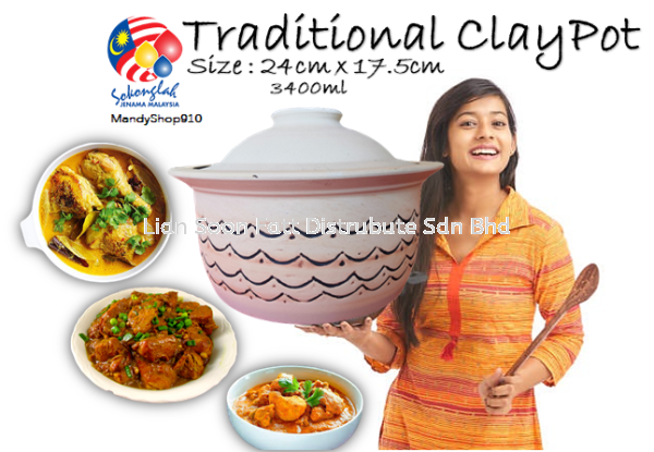 Traditional 100% Hand Made Claypot/ periuk tanah bercorak - Made In Malaysia - Utra Heat 1200'c ֹ ClayPot & CoalPot Hand Made   Perak, Malaysia, Ipoh Supplier, Wholesaler, Distributor, Supplies | LIAN SOON FATT DISTRIBUTE SDN BHD