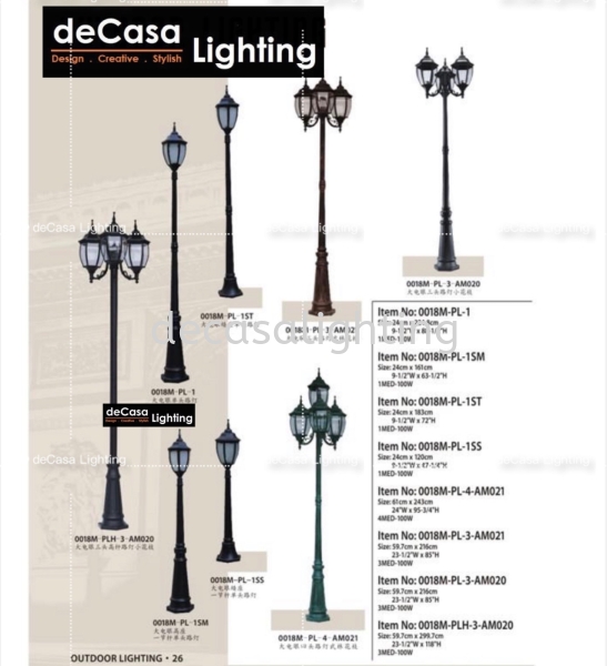 Outdoor Pole Light / Bollard / Wall light / Pillar Light / Pendant Light Outdoor Garden Pole Light OUTDOOR LIGHT Selangor, Kuala Lumpur (KL), Puchong, Malaysia Supplier, Suppliers, Supply, Supplies | Decasa Lighting Sdn Bhd