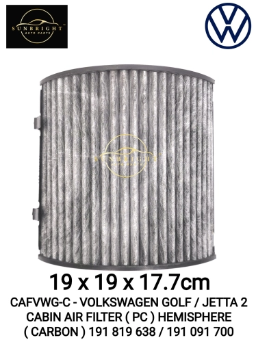 CAFVWG-C - VOLKSWAGEN GOLF / JETTA 2 CABIN AIR FILTER ( PC ) HEMISPHERE ( CARBON ) 191 819 638 / 191