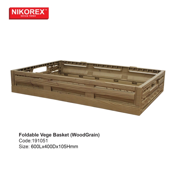 191051 - Foldable Vege Basket (WoodGrain) FRUIT & VEGE RACKS Singapore Supplier, Supply, Manufacturer | Nikorex Display (S) Pte. Ltd.