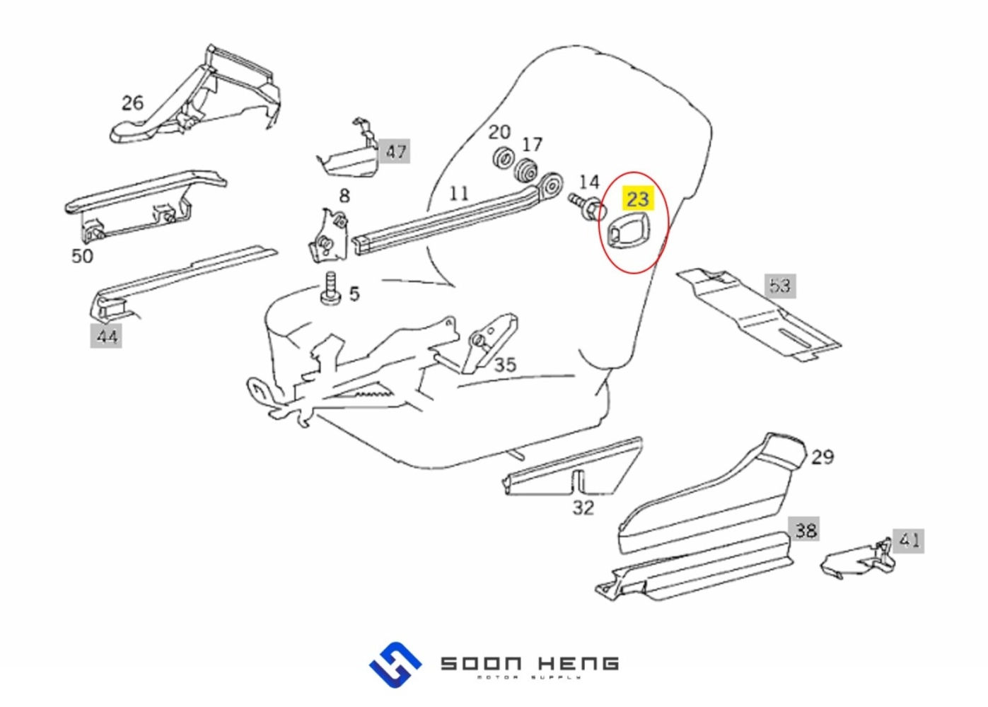 Mercedes-Benz W201, W124, C124 and S124 - Safety Belt Rail to Tunnel Covering (Original MB)