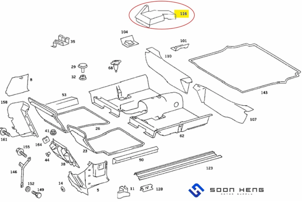 Mercedes-Benz C126 - Right Front Seat Console Covering (Beige) (Original MB)