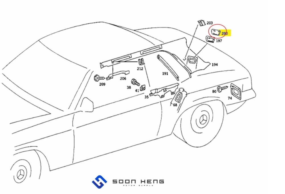 Mercedes-Benz W123, C123, W116 and R107 - Rear Pillar Safety Belt Cover for Vehicle Without Safety Belt (Original MB)