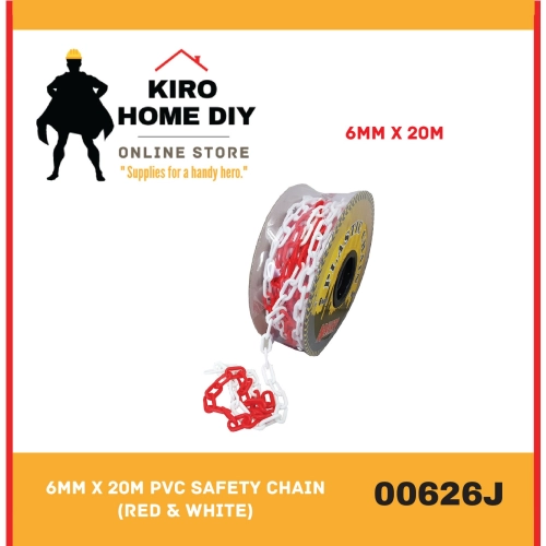 6mm x 20M PVC Safety Chain (Red & White) - 00626J