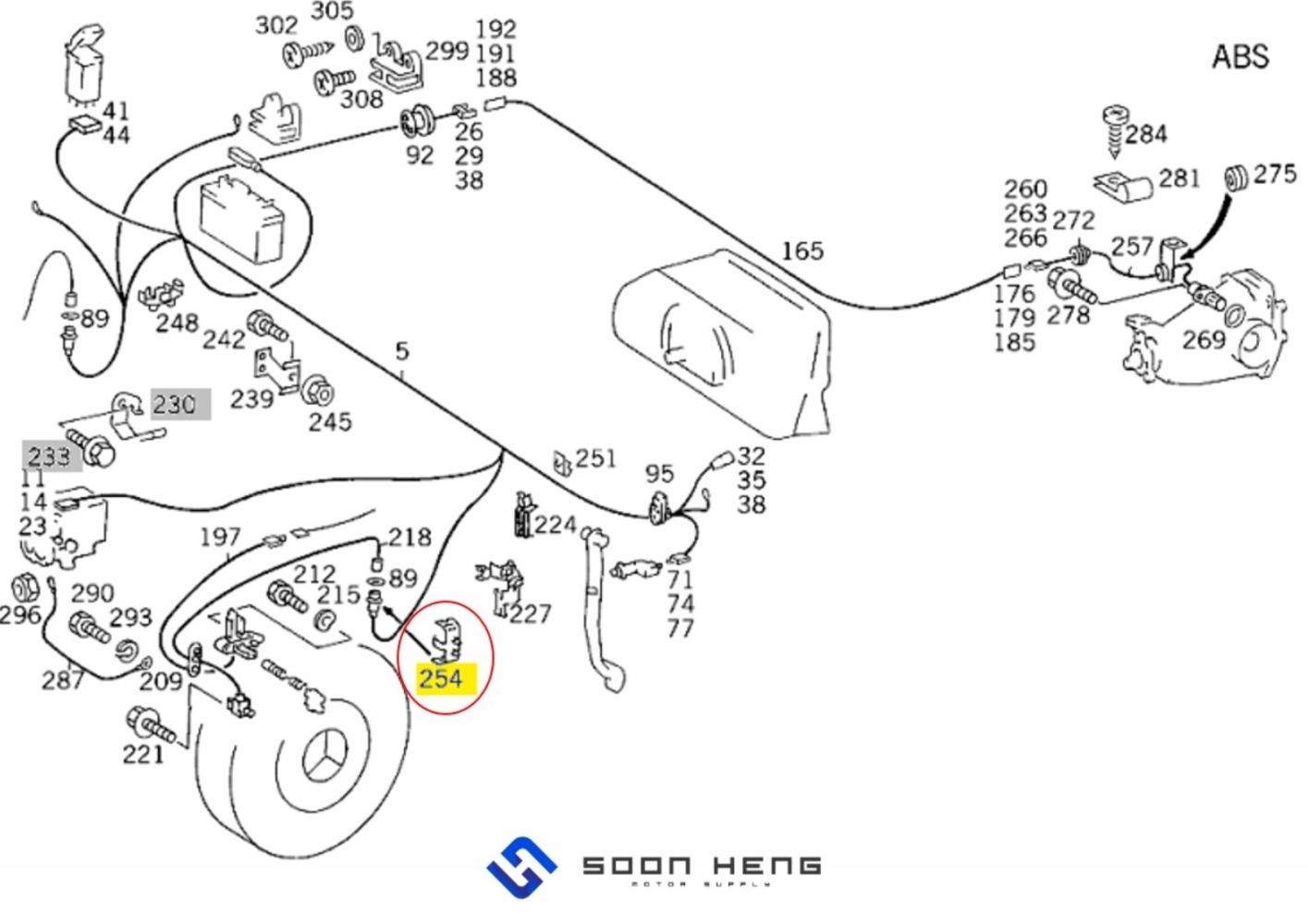 Mercedes-Benz W124, S124, W126, C126, W201 and W140 - ABS Plug-Connection Bracket (Original MB)