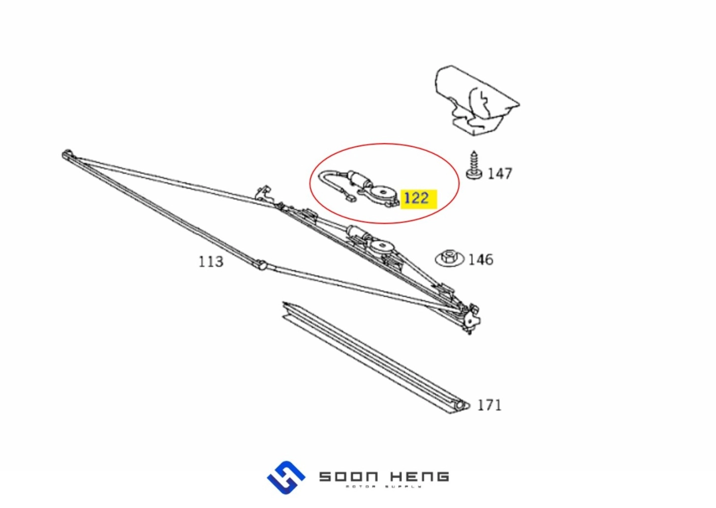 Mercedes-Benz W124, C124 and W140 - Rear Window Roller Blind Electric Motor (Original MB)