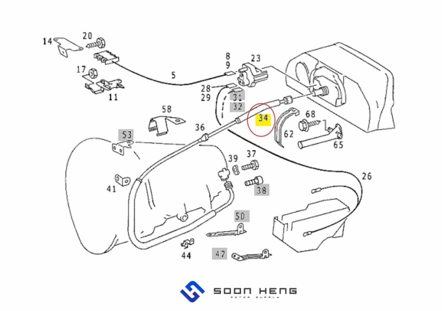 Mercedes-Benz W124, C124 and S124 - Speedometer Cable (Original MB)