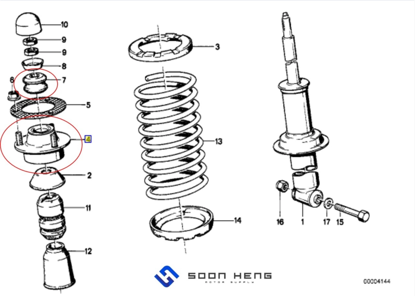 BMW E23 UTC - Rear strut/ Absorber Mounting (Original BMW)