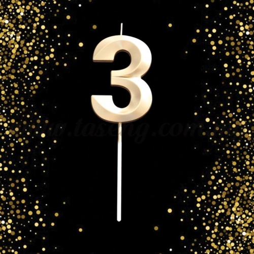 Number Candle - 3 (Gold) (CDL-NB-G3)