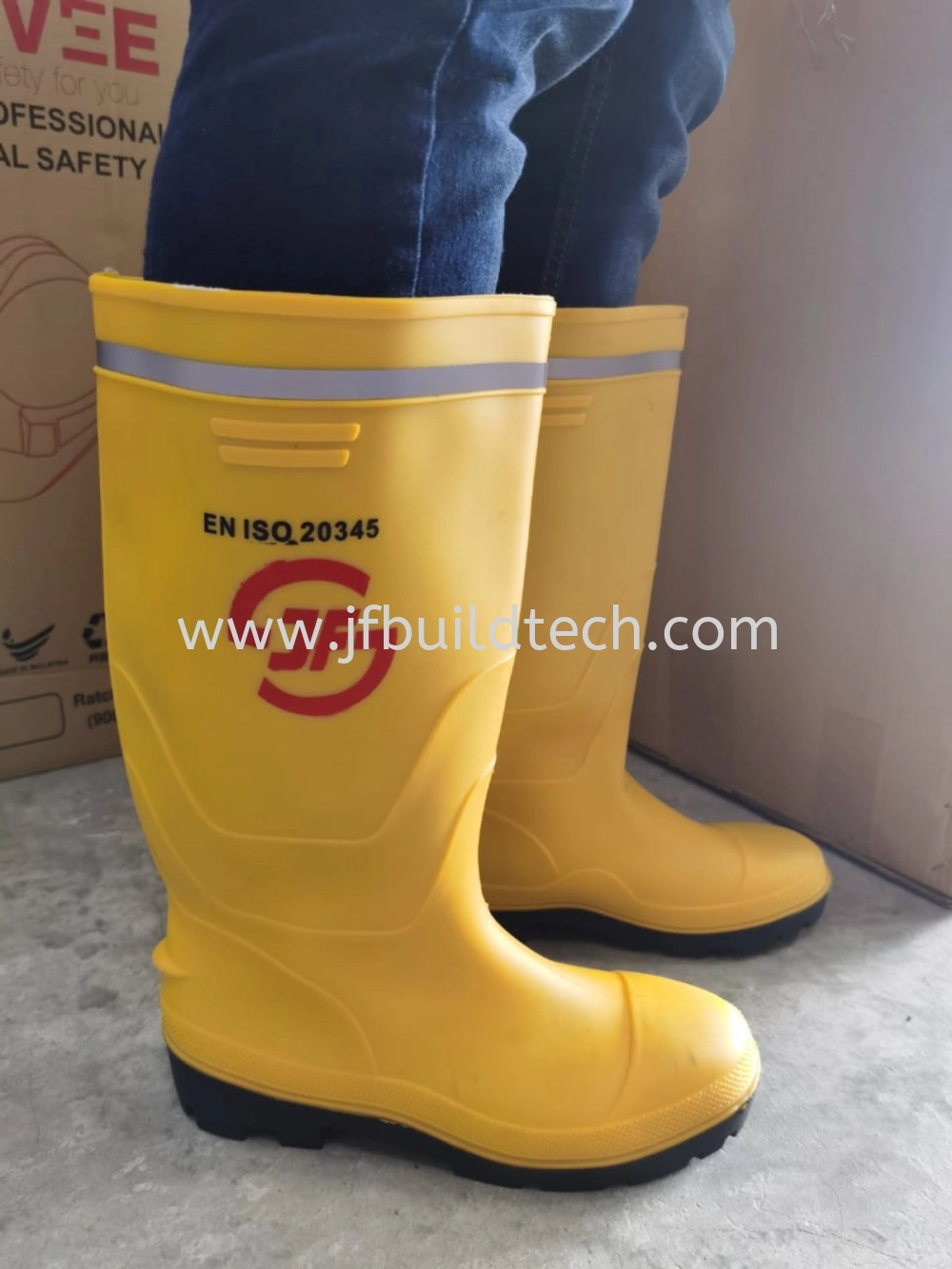 JF YELLOW SAFETY RAIN BOOTS WITH STEEL TOE & MID SOLE WELLINGTON SAFETY BOOTS-GOOD QUALITY