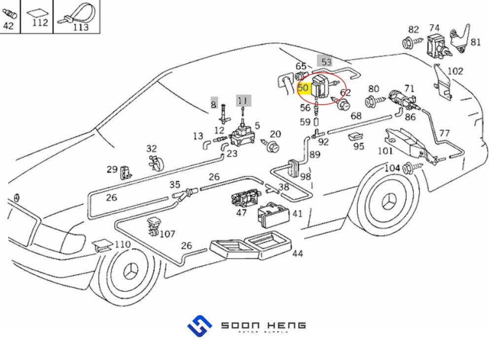 Mercedes-Benz W140, R129, W124, C124, S124 and W201 - Center Locking Pump (Original MB)