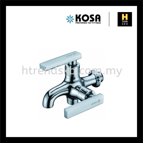Kosa Brass Chromed Plated Wall Mounted Two Way Tap C/W Flange