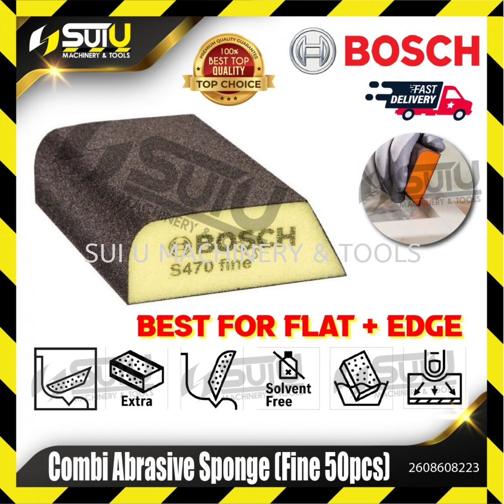 BOSCH 2608608223 50PCS Combi Abrasive Sponge (Fine - Best for Flat+Edge)  Accessories Kuala Lumpur (KL), Malaysia, Selangor, Setapak Supplier,  Suppliers, Supply, Supplies | Sui U Machinery & Tools (M) Sdn Bhd