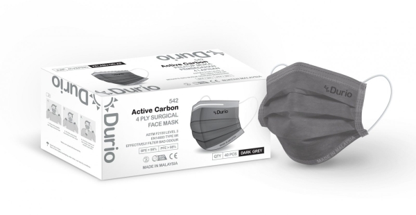 Durio 542 Active Carbon 4 Ply Surgical Face Mask (New Packaging) 542/547 Active Carbon Adult Face Mask 4 Ply Surgical Face Mask Malaysia, Johor Bahru (JB) Manufacturer, Supplier, Supply, Supplies | Durio PPE Sdn Bhd
