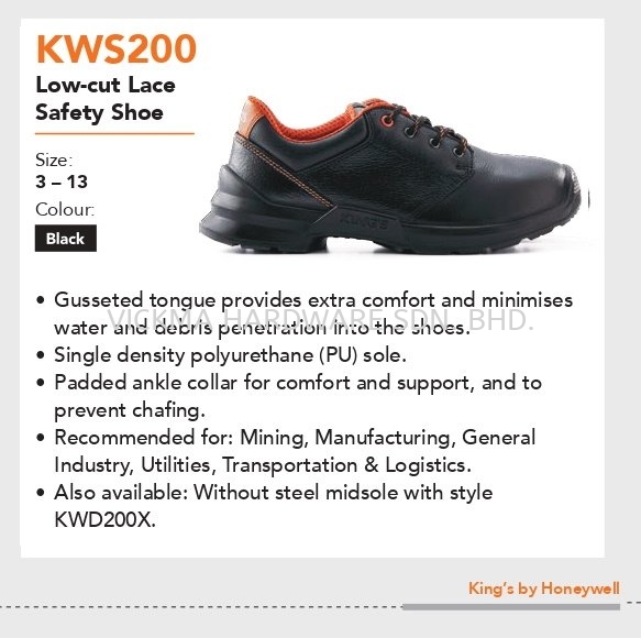 KING'S SAFETY SHOES KWS200 KING SAFETY SHOES SAFETY & P.P.E Johor Bahru (JB), Malaysia, Mount Austin Supplier, Suppliers, Supply, Supplies | VICKMA HARDWARE SDN. BHD.