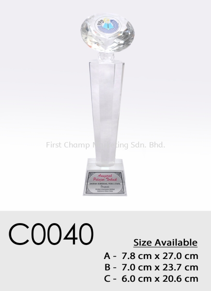 C0040 Crystal Plaque Penang, Malaysia, Butterworth Supplier, Suppliers, Supply, Supplies | FIRST CHAMP MARKETING SDN BHD