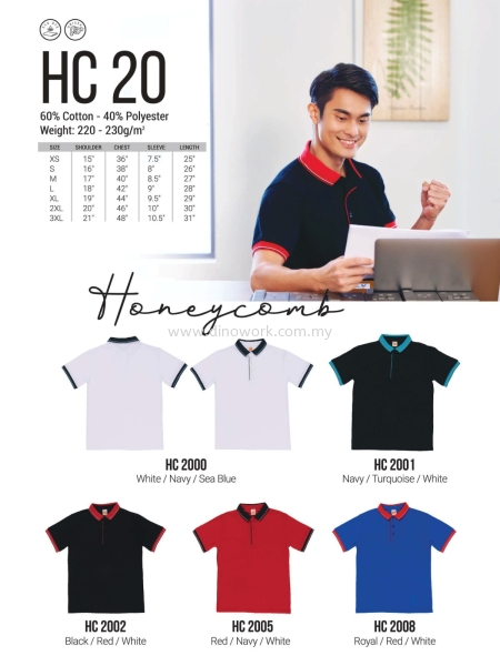 Polo T-shirt Honeycomb HC20 Polo T-shirt Honeycomb Apparel / Uniform Johor Bahru (JB), Malaysia Supplier, Wholesaler, Importer, Supply | DINO WORK SDN BHD
