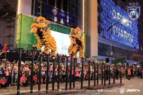 High Pole Lion Dance Performance During Chingay Festival JB