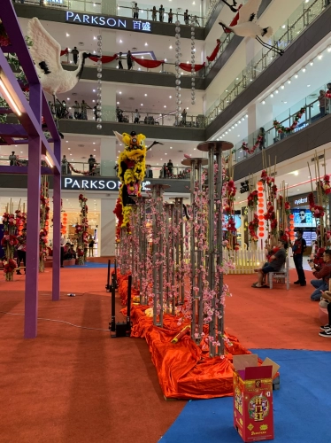 High Pole Lion Dance Performance at Shopping Mall