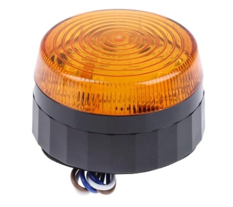  907-5977 - RS PRO Amber LED Beacon, 110 → 230 V ac, Flashing, Screw Mount