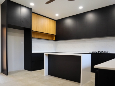 Modern White, Black & Wood Kitchen Design Interior Design Ideas - Renovation - Residential - Segamat Johor 