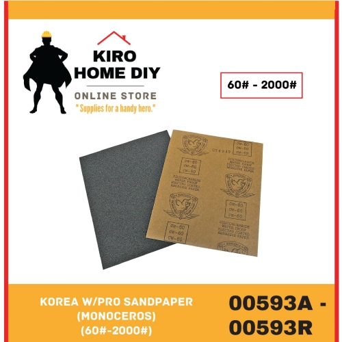 Korea W/Pro Sandpaper (Monoceros) (60 Grit - 2000 Grit) (10 PCS) - 00593A/ 00593B/ 00593BB/ 00593C/ 00593D/ 00593E/ 00593F/ 00593G/ 00593H/ 00593I/ 00593J/ 00593K/ 00593M/ 00593N/ 00593O/ 00593P/ 00593Q/ 00593R