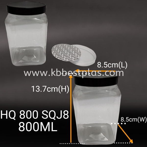 HQ800SQJ8 PET Transparent Plastic Jar Bottle Plastic Bottles-PET/HDPE Penang, Malaysia, Perak, Kedah, Butterworth, Kepala Batas Supplier, Suppliers, Supply, Supplies | KB BESTPLAS ENTERPRISE (M) SDN BHD