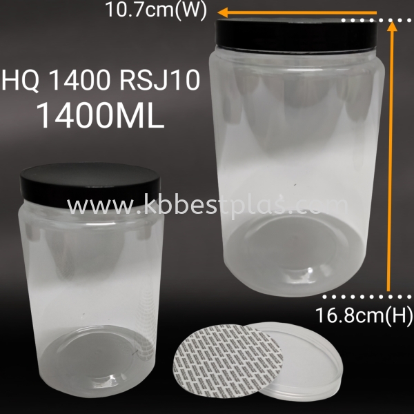 HQ1400RSJ10 PET Transparent Plastic Jar Bottle Plastic Bottles-PET/HDPE Penang, Malaysia, Perak, Kedah, Butterworth, Kepala Batas Supplier, Suppliers, Supply, Supplies | KB BESTPLAS ENTERPRISE (M) SDN BHD