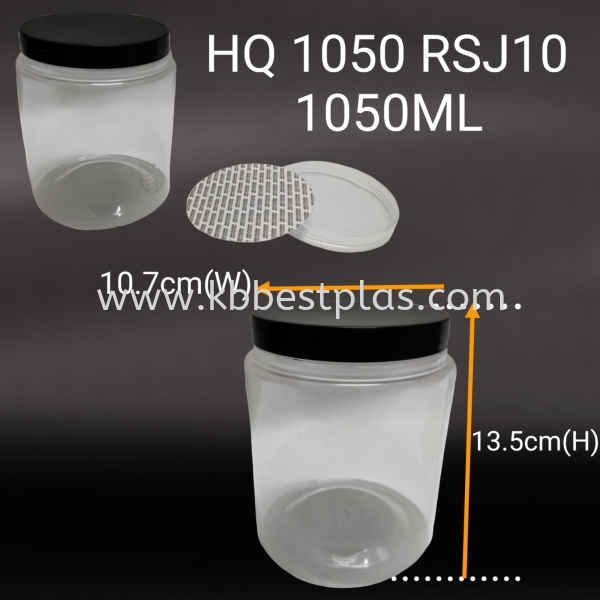 HQ1050RSJ10 PET Transparent Plastic Jar Bottle Plastic Bottles-PET/HDPE Penang, Malaysia, Perak, Kedah, Butterworth, Kepala Batas Supplier, Suppliers, Supply, Supplies | KB BESTPLAS ENTERPRISE (M) SDN BHD